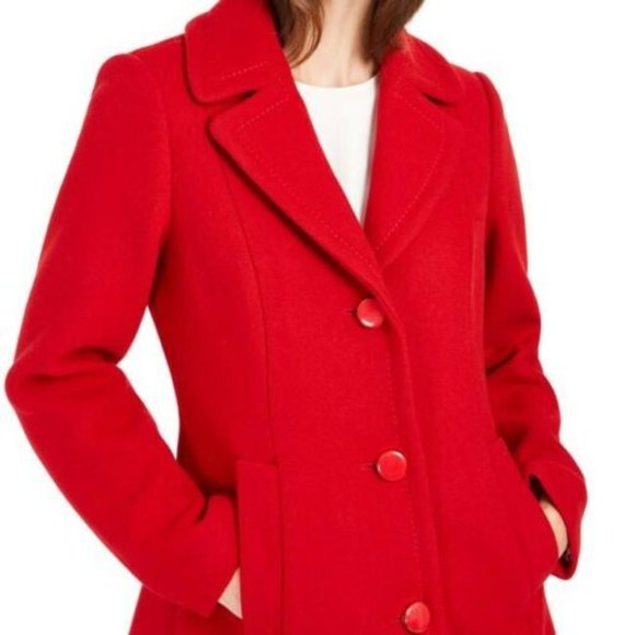 Kate Spade NEW YORK Women's Red Scarlet Faux Fur Collar Wool Coat M NWT - Picture 3 of 11